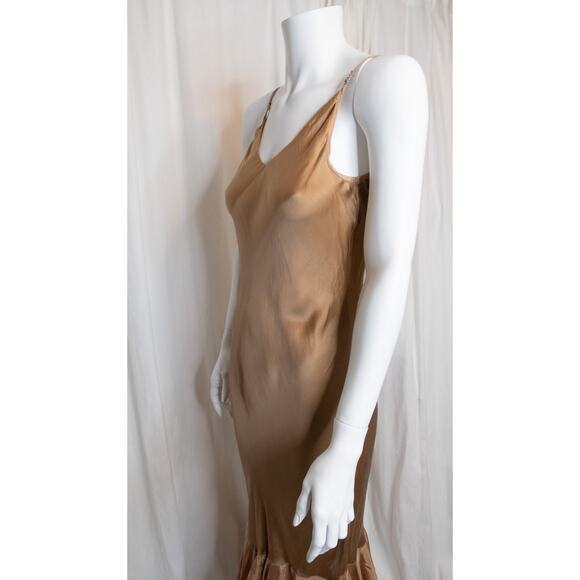 MES DESMOISELLES 'Marmalade' Silk Satin Bias Ruffled Maxi Gown FR 38 US 6 - Picture 6 of 13